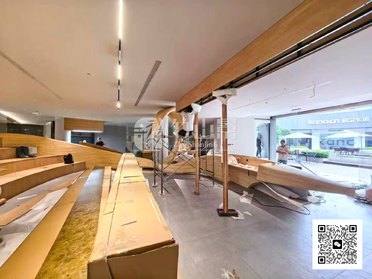 竹艺前台与室内整体空间